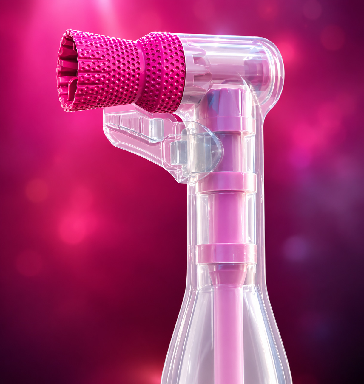 Transparent pink medical handpiece product visualization